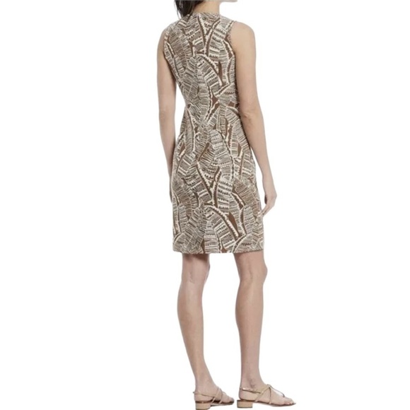 J. MCLAUGHLIN Brown White Tropical Sleeveless Anne Sheath Dress Size 8 - Picture 13 of 16